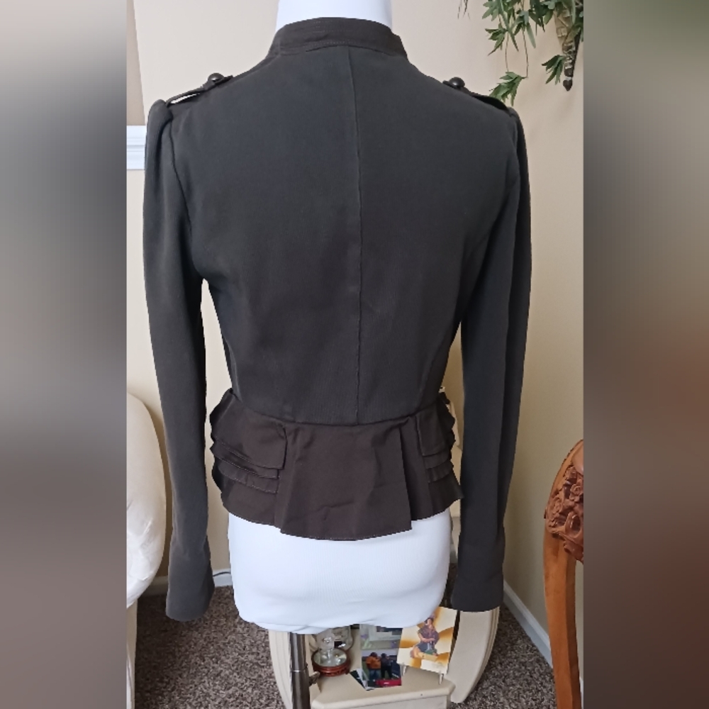 Forever 21 Asymmetrical Zipper Jacket sz M  Green EUC - Picture 2 of 16